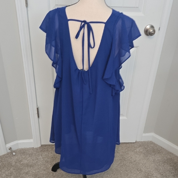 Umgee Blue Ruffled Dress Relaxed Fit - Picture 3 of 4